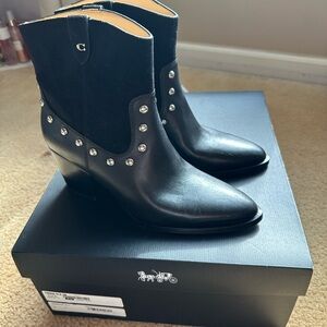 Coach Black Ankle Boots with Silver Studs